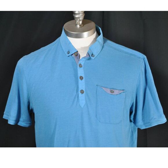 Ted Baker Blue Gray Polo Shirt - 5 (L) - Picture 2 of 3
